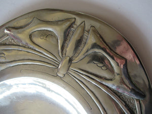 Glasgow School White Metal Oval Serving Tray with Butterflies. Margaret Gilmour