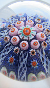 1950s Vasart Paperweight Scottish Vintage Glass 8 Spokes and Millefiori Canes