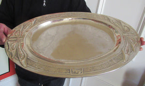 Glasgow School White Metal Oval Serving Tray with Butterflies. Margaret Gilmour
