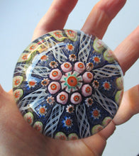 Load image into Gallery viewer, 1950s Vasart Paperweight Scottish Vintage Glass 8 Spokes and Millefiori Canes
