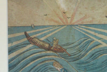 Load image into Gallery viewer, Antique Japanese Woodblock Print. Samurai on the Seashore Edo Period
