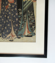 Load image into Gallery viewer, Antique Traditional 19th Century Japanese Print with Geishas FRAMED
