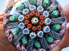 Load image into Gallery viewer, 1950s Vasart Paperweight Scottish Vintage Glass 10 Spokes and Millefiori Canes
