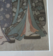 Load image into Gallery viewer, Antique Traditional 19th Century Japanese Print with Geishas FRAMED
