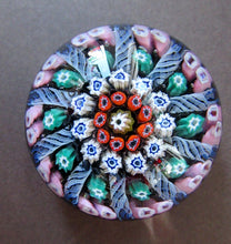 Load image into Gallery viewer, 1950s Vasart Paperweight Scottish Vintage Glass 10 Spokes and Millefiori Canes
