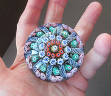 Load image into Gallery viewer, 1950s Vasart Paperweight Scottish Vintage Glass 10 Spokes and Millefiori Canes
