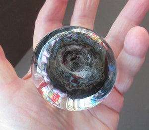 1950s Vasart Paperweight Scottish Vintage Glass 10 Spokes and Millefiori Canes