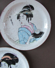 Load image into Gallery viewer, Three Japanese Stoneware Stoneware Plates. Geisha Girls
