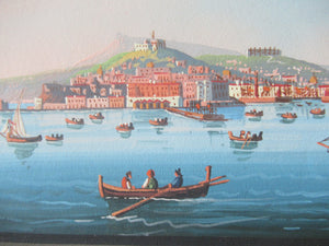 1850s Antique PAIR OF Paintings of Naples and Vesusivus Erupting