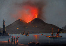 Load image into Gallery viewer, 1850s Antique PAIR OF Paintings of Naples and Vesusivus Erupting
