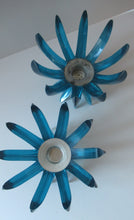 Load image into Gallery viewer, Pair of Collectable Mid Century 1960s Sputnik Style Blue Plastic Lucite Candlestick / Candle Holders. German Freidel
