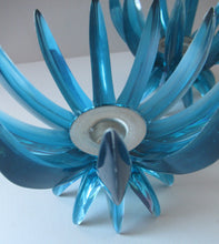 Load image into Gallery viewer, Pair of Collectable Mid Century 1960s Sputnik Style Blue Plastic Lucite Candlestick / Candle Holders. German Freidel
