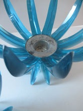 Load image into Gallery viewer, Pair of Collectable Mid Century 1960s Sputnik Style Blue Plastic Lucite Candlestick / Candle Holders. German Freidel
