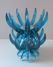 Load image into Gallery viewer, Pair of Collectable Mid Century 1960s Sputnik Style Blue Plastic Lucite Candlestick / Candle Holders. German Freidel
