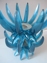 Load image into Gallery viewer, Pair of Collectable Mid Century 1960s Sputnik Style Blue Plastic Lucite Candlestick / Candle Holders. German Freidel

