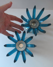 Load image into Gallery viewer, Pair of Collectable Mid Century 1960s Sputnik Style Blue Plastic Lucite Candlestick / Candle Holders. German Freidel
