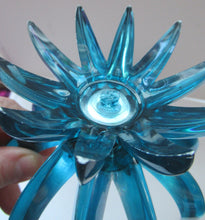 Load image into Gallery viewer, Pair of Collectable Mid Century 1960s Sputnik Style Blue Plastic Lucite Candlestick / Candle Holders. German Freidel
