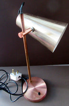 Load image into Gallery viewer, Vintage 1960s Desk Lamp with Moveable Metal Cone Shade &amp; Finger Switch. WORKING 
