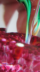 1960s Strathearn Paperweight Lampwork Pink Flower and Faceted Panels Original Box Scottish Glass