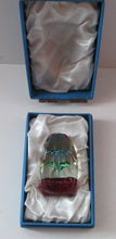 Load image into Gallery viewer, 1960s Strathearn Paperweight Lampwork Blue Flower and Faceted Panels Original Box Scottish Glass
