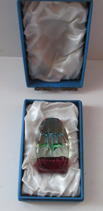 1960s Strathearn Paperweight Lampwork Blue Flower and Faceted Panels Original Box Scottish Glass
