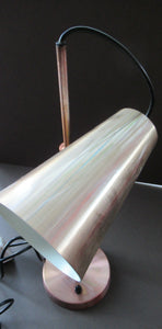 Vintage 1960s Desk Lamp with Moveable Metal Cone Shade & Finger Switch. WORKING 