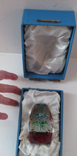 Load image into Gallery viewer, 1960s Strathearn Paperweight Lampwork Blue Flower and Faceted Panels Original Box Scottish Glass
