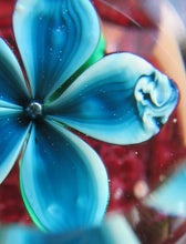Load image into Gallery viewer, 1960s Strathearn Paperweight Lampwork Blue Flower and Faceted Panels Original Box Scottish Glass
