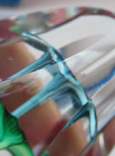 Load image into Gallery viewer, 1960s Strathearn Paperweight Lampwork Blue Flower and Faceted Panels Original Box Scottish Glass
