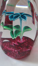Load image into Gallery viewer, 1960s Strathearn Paperweight Lampwork Blue Flower and Faceted Panels Original Box Scottish Glass
