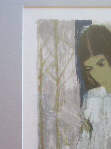 Mid Century Modern Art. Pencil Signed Colour Lithograph. Woman and Child Signed and dated 1963