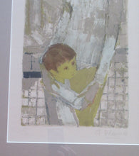Load image into Gallery viewer, Mid Century Modern Art. Pencil Signed Colour Lithograph. Woman and Child Signed and dated 1963
