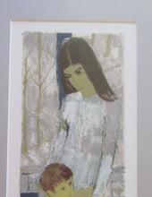 Load image into Gallery viewer, Mid Century Modern Art. Pencil Signed Colour Lithograph. Woman and Child Signed and dated 1963
