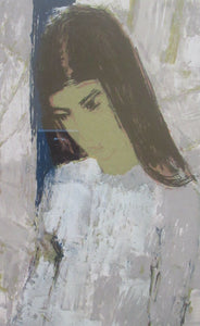 Mid Century Modern Art. Pencil Signed Colour Lithograph. Woman and Child Signed and dated 1963