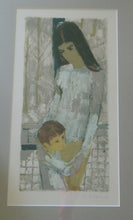Load image into Gallery viewer, Mid Century Modern Art. Pencil Signed Colour Lithograph. Woman and Child Signed and dated 1963
