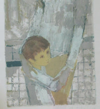Load image into Gallery viewer, Mid Century Modern Art. Pencil Signed Colour Lithograph. Woman and Child Signed and dated 1963
