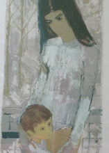 Load image into Gallery viewer, Mid Century Modern Art. Pencil Signed Colour Lithograph. Woman and Child Signed and dated 1963
