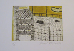 Elizabeth Blackadder Pencil Signed Etching Japanese Garden Kyoto 1992. Glasgow Print Studio