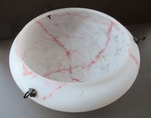 Load image into Gallery viewer, 1930s Glass Hanging Goldfish Bowl or Flycatcher Lampshade. Opaque Glass with Rasberry Ripple Streaks
