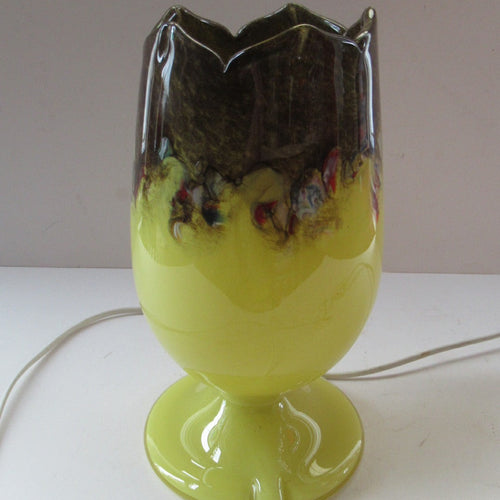 Vintage 1950s Vasart Glass Tulip Lamp Yellow
