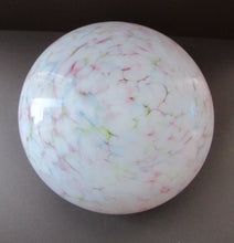 Load image into Gallery viewer, 1930s Glass Hanging Goldfish Bowl or Flycatcher Lampshade. Opaque Glass with Tutti Frutti Splatters
