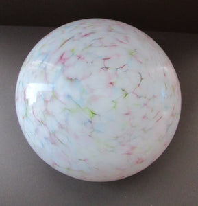 1930s Glass Hanging Goldfish Bowl or Flycatcher Lampshade. Opaque Glass with Tutti Frutti Splatters