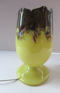 Vintage 1950s Vasart Glass Tulip Lamp Yellow