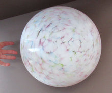 Load image into Gallery viewer, 1930s Glass Hanging Goldfish Bowl or Flycatcher Lampshade. Opaque Glass with Tutti Frutti Splatters
