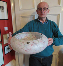 Load image into Gallery viewer, 1930s Glass Hanging Goldfish Bowl or Flycatcher Lampshade. Opaque Glass with Tutti Frutti Splatters

