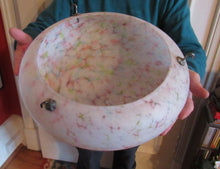 Load image into Gallery viewer, 1930s Glass Hanging Goldfish Bowl or Flycatcher Lampshade. Opaque Glass with Tutti Frutti Splatters
