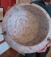 Load image into Gallery viewer, 1930s Glass Hanging Goldfish Bowl or Flycatcher Lampshade. Opaque Glass with Tutti Frutti Splatters
