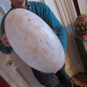 1930s Glass Hanging Goldfish Bowl or Flycatcher Lampshade. Opaque Glass with Tutti Frutti Splatters