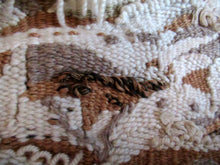 Load image into Gallery viewer, SCOTTISH ART: Vintage 1960s WOVEN TAPESTRY by Maureen Hodge. Panoramic Landscape with a Sailing Boat on the Seashore
