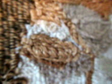 Load image into Gallery viewer, SCOTTISH ART: Vintage 1960s WOVEN TAPESTRY by Maureen Hodge. Panoramic Landscape with a Sailing Boat on the Seashore
